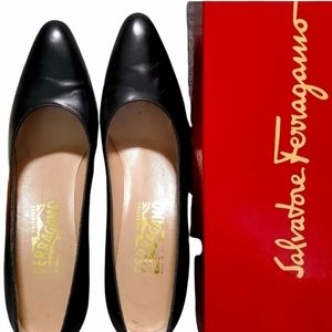 Salvatore Ferragamo Nero 6cm Calf Black Pumps 9 AA